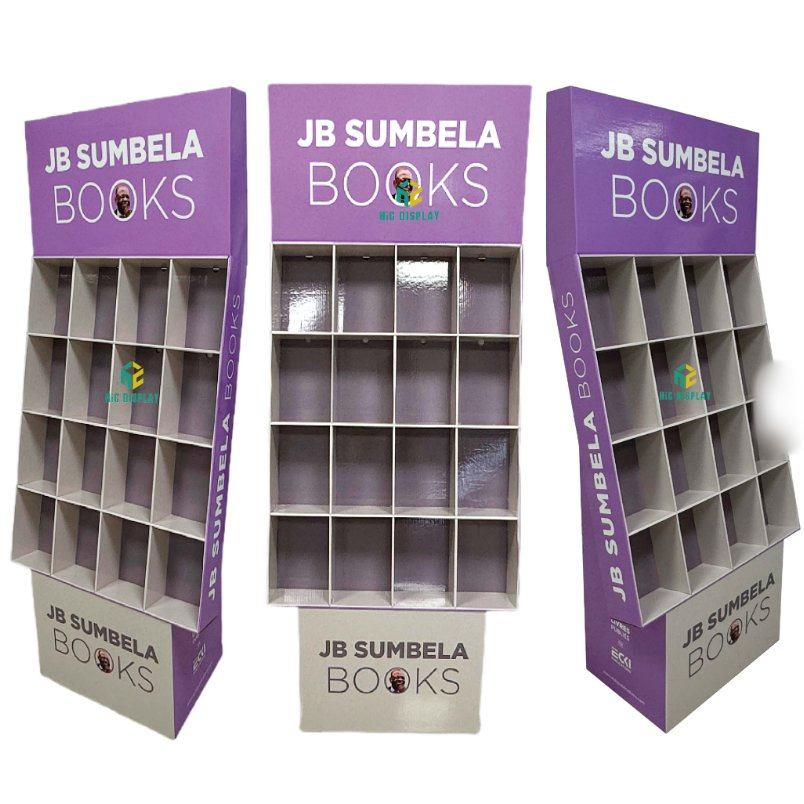 Customized Eco-Friendly Corrugated Cardboard Floor Book Brochure Display Stand Glossy Finish Shelf for Retail Store Display Rack
