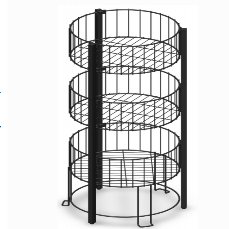 2tier Metal Display Round Dump Bin Storage Rack