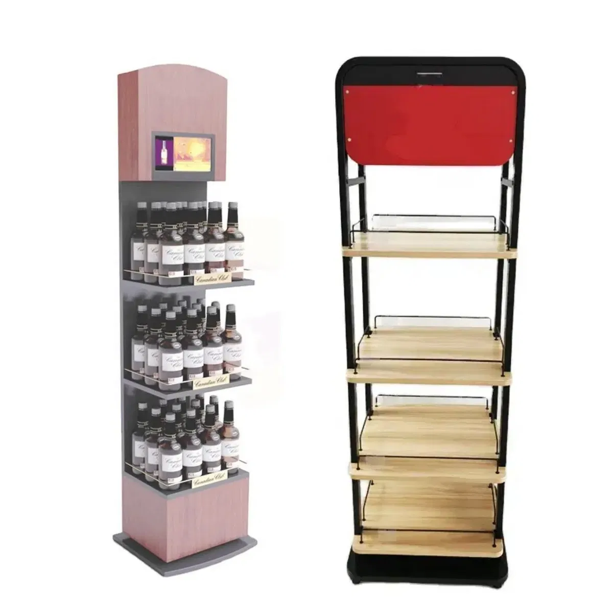 High Quality Cardboard Display Stand Retail Floor Display Stand Customized Beer Wine Water Bottle Display Rack