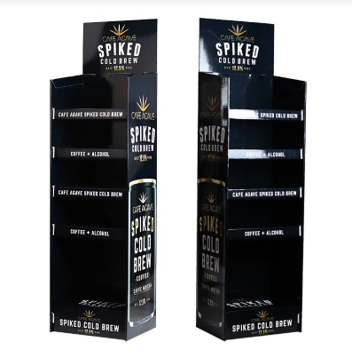 Paper Coffee Display Rack Corrugated Cardboard Beverage Drinks Display Stand POS Retail Display Fixture