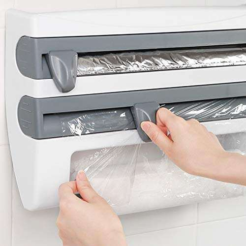 Kitchen Plastic Wrap Storage Rack with Cutter, Aluminum Foil Barbecue Paper Storage Rack, Paper Towel Rack, Towel Storage Rack