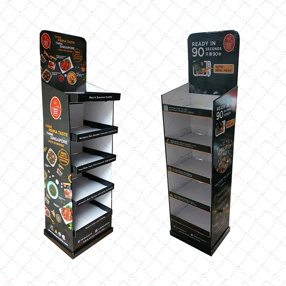 Pop Customized Free Standing Corrugated Cardboard Food Snack Display Stand Spice Rack