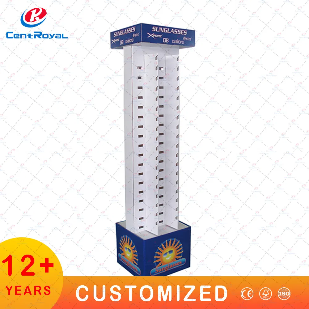 Wholesales Customized Floor Standing Cardboard Corrugated Sunglasses Eyewear Display Stand Rack