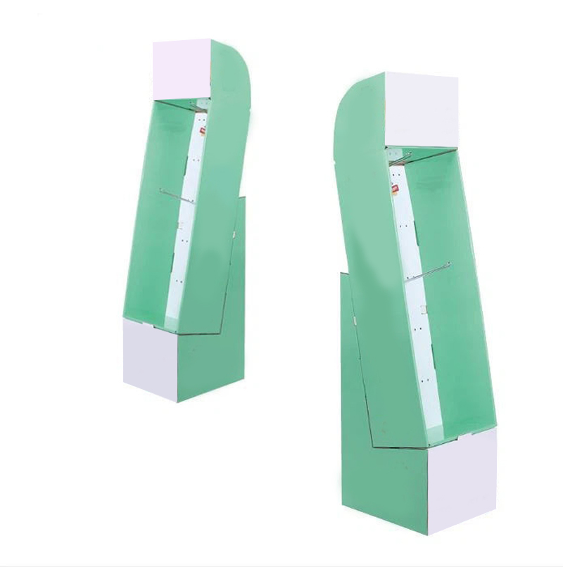 Custom Floor Standing Pet Tools Food Product Cardboard Display Rack with Hooks