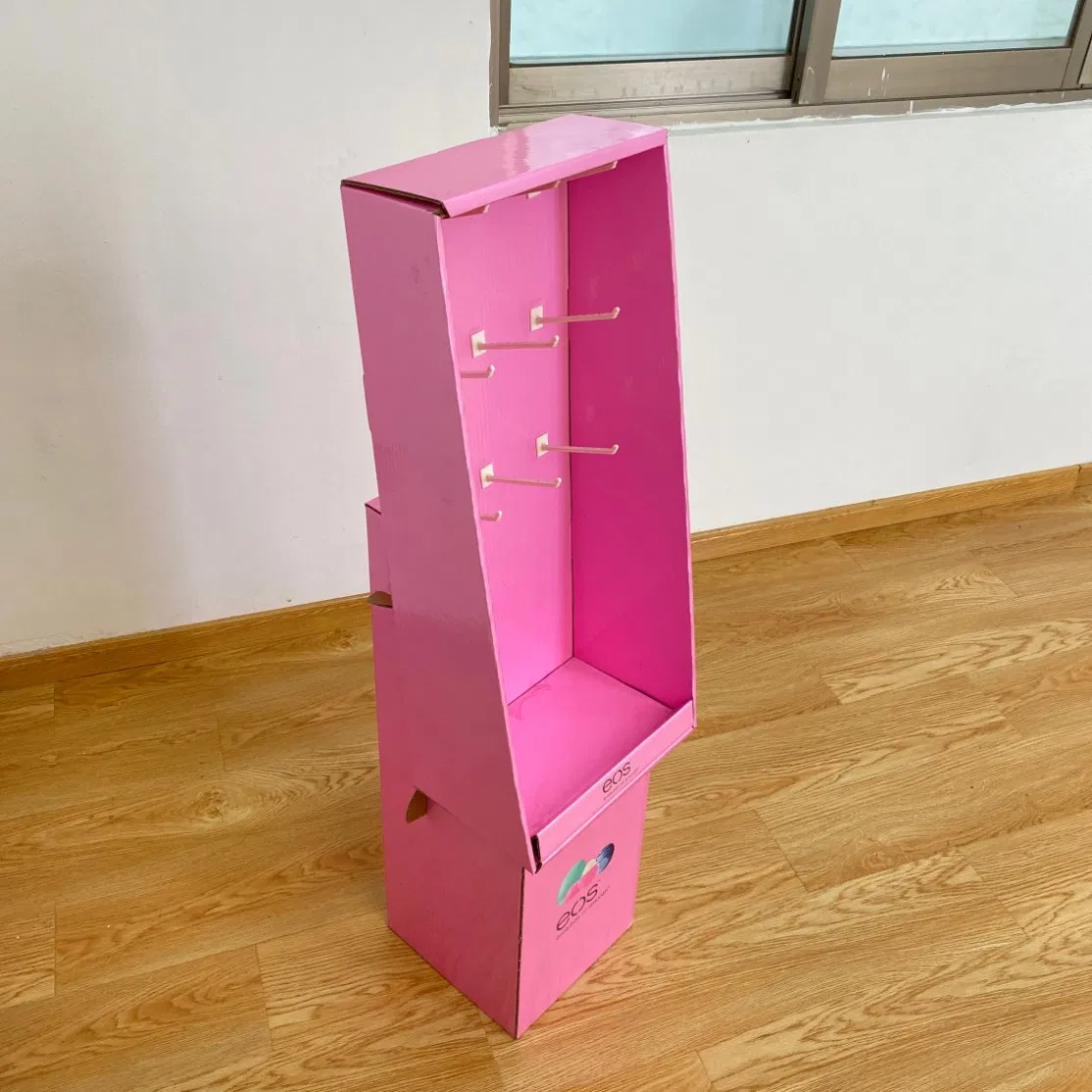 Handbag Recycled Carton Standing Display with Hooks Cardboard Hook Display Rack