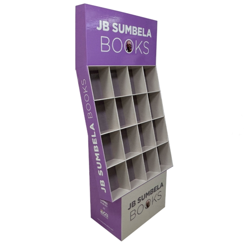 Customized Eco-Friendly Corrugated Cardboard Floor Book Brochure Display Stand Glossy Finish Shelf for Retail Store Display Rack