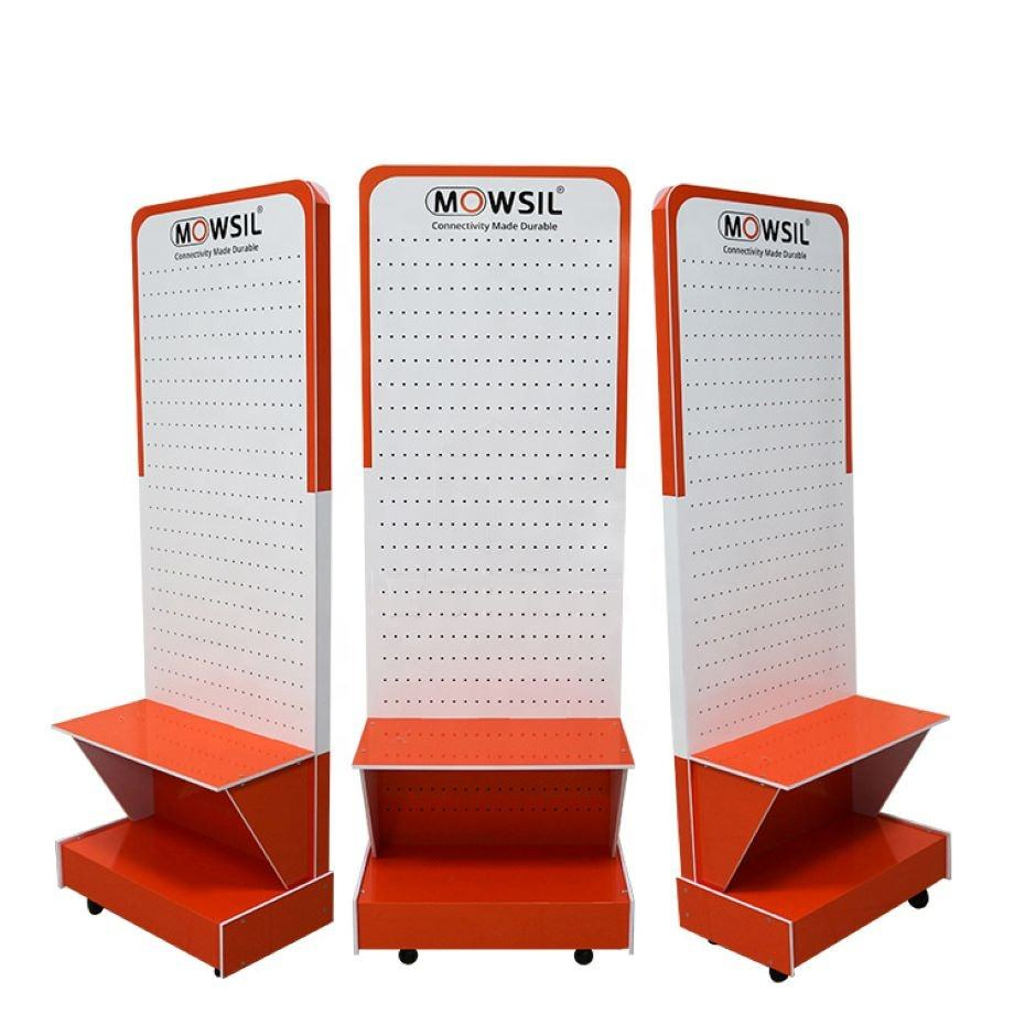 Customized Floor Standing PVC Foam Board Mobile Phone Accessories Display Rack with Hooks