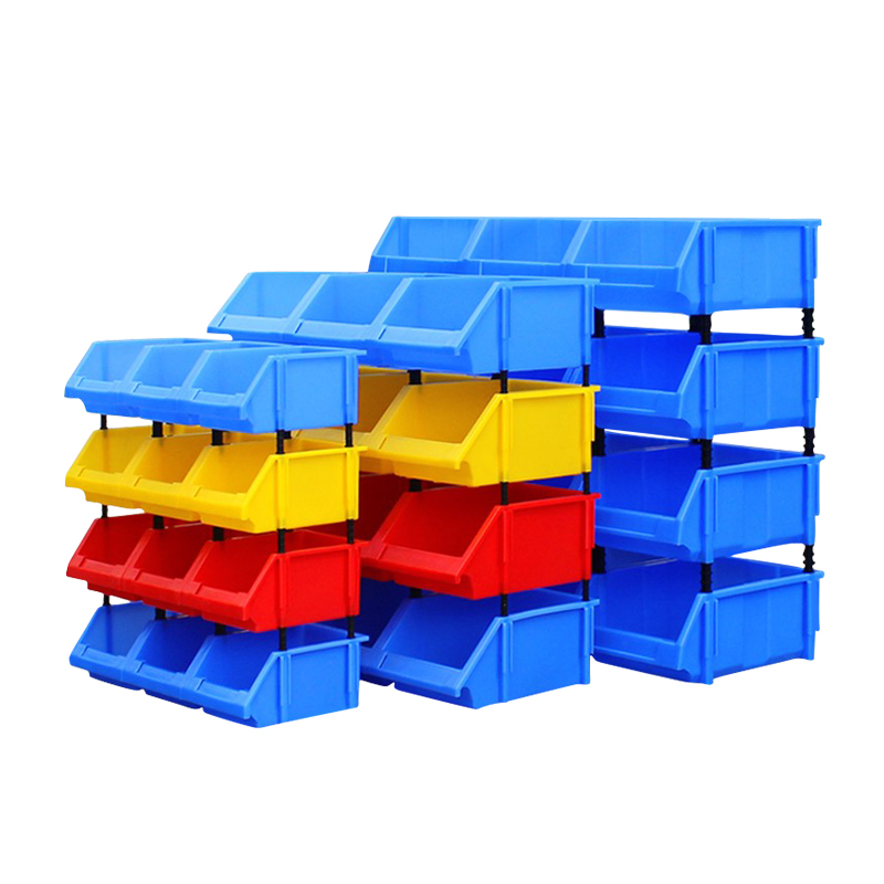 Industrial Gravity Feed Shelf Bins for Screw Nut Hardware Picking in Logistic Warehouse with Stackability Features