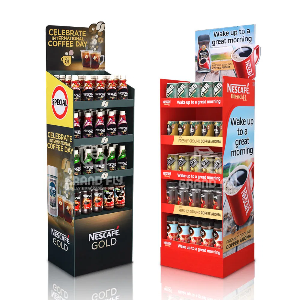 Custom Pop Products Shop Stand Carton Display Recycling Shelves Candy Retail Portable Pos Cardboard Floor Standee Rack