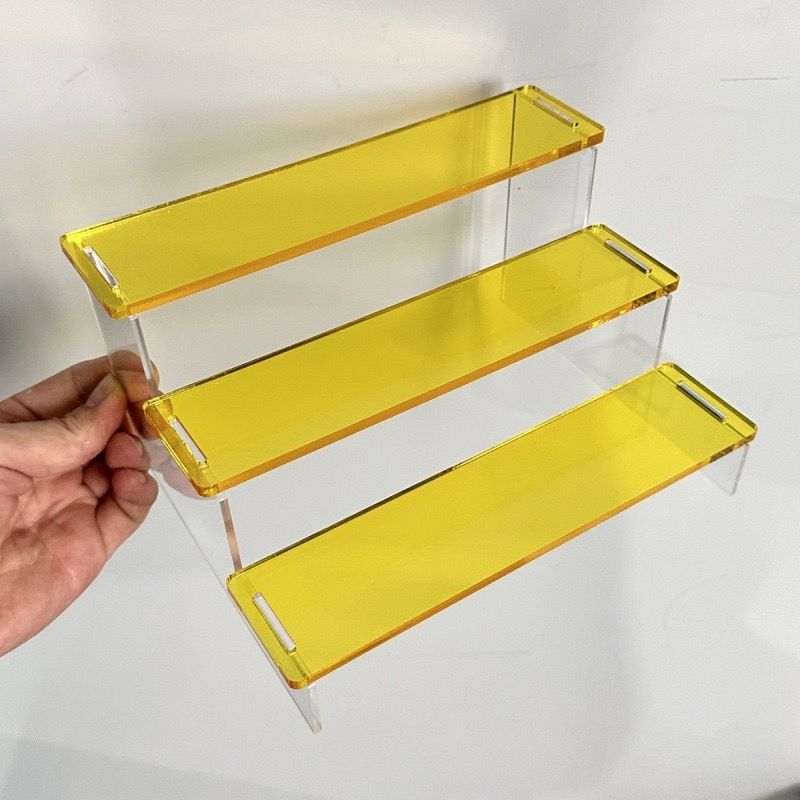 Acrylic Step Storage Shelf - Multicolor Tiered Figurine &amp; Jewelry Display Rack