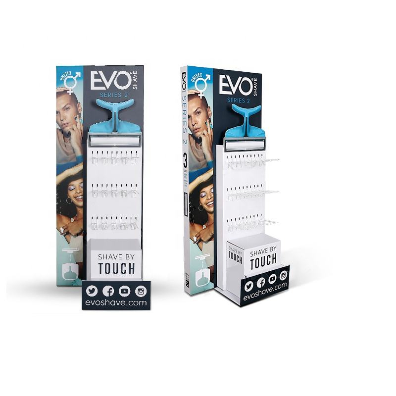 Floor Cardboard Hanging Display Rack for Shaving Razor