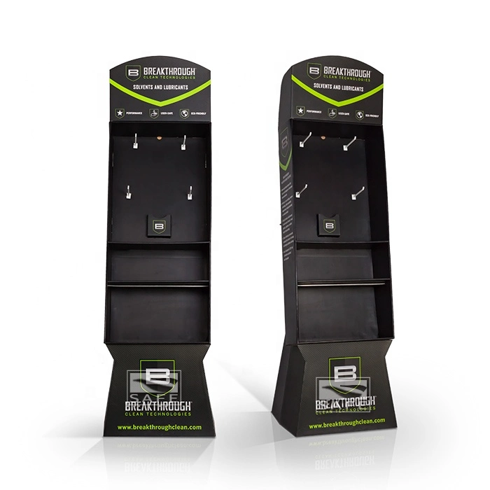 Recycled Materials Black Paper Display Rack with Hooks and Sundries Odds and Ends Promotion