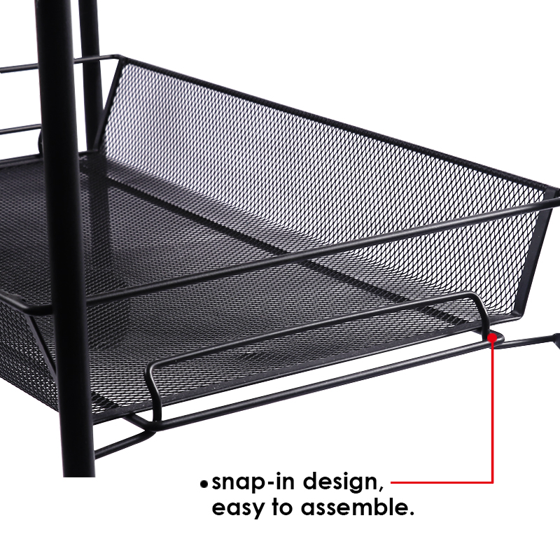 Foska 3-Layers Rolling Cart Metal Storage Tray Rack Trolley for Organization