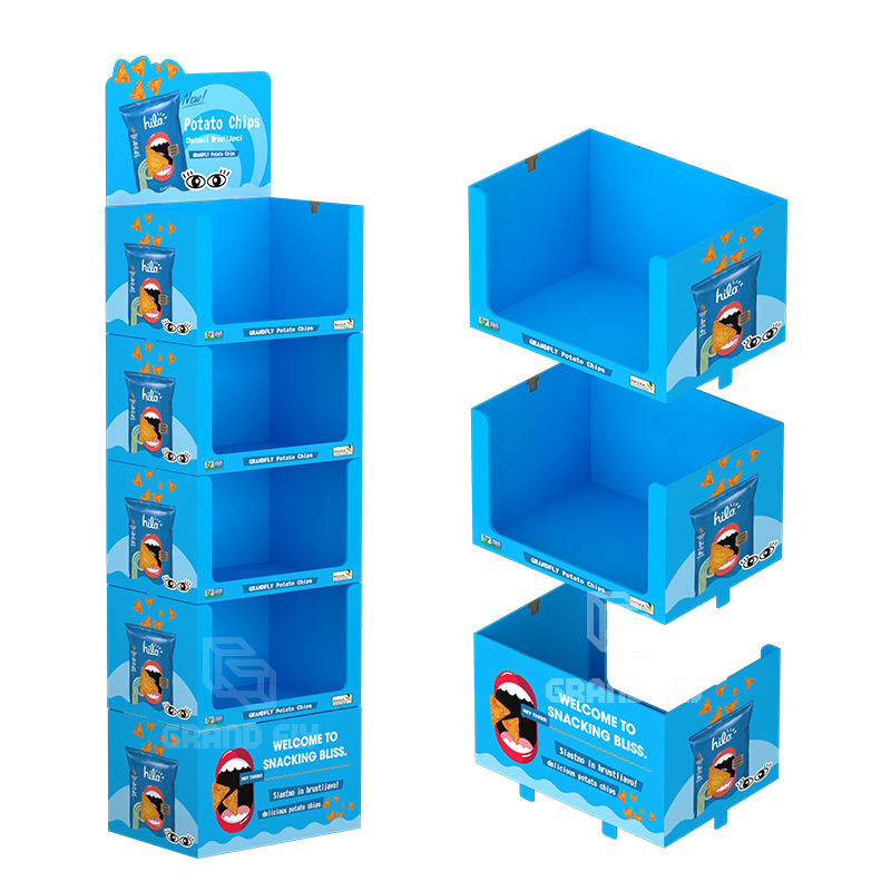 Custom Pop Products Shop Stand Carton Display Recycling Shelves Candy Retail Portable Pos Cardboard Floor Standee Rack