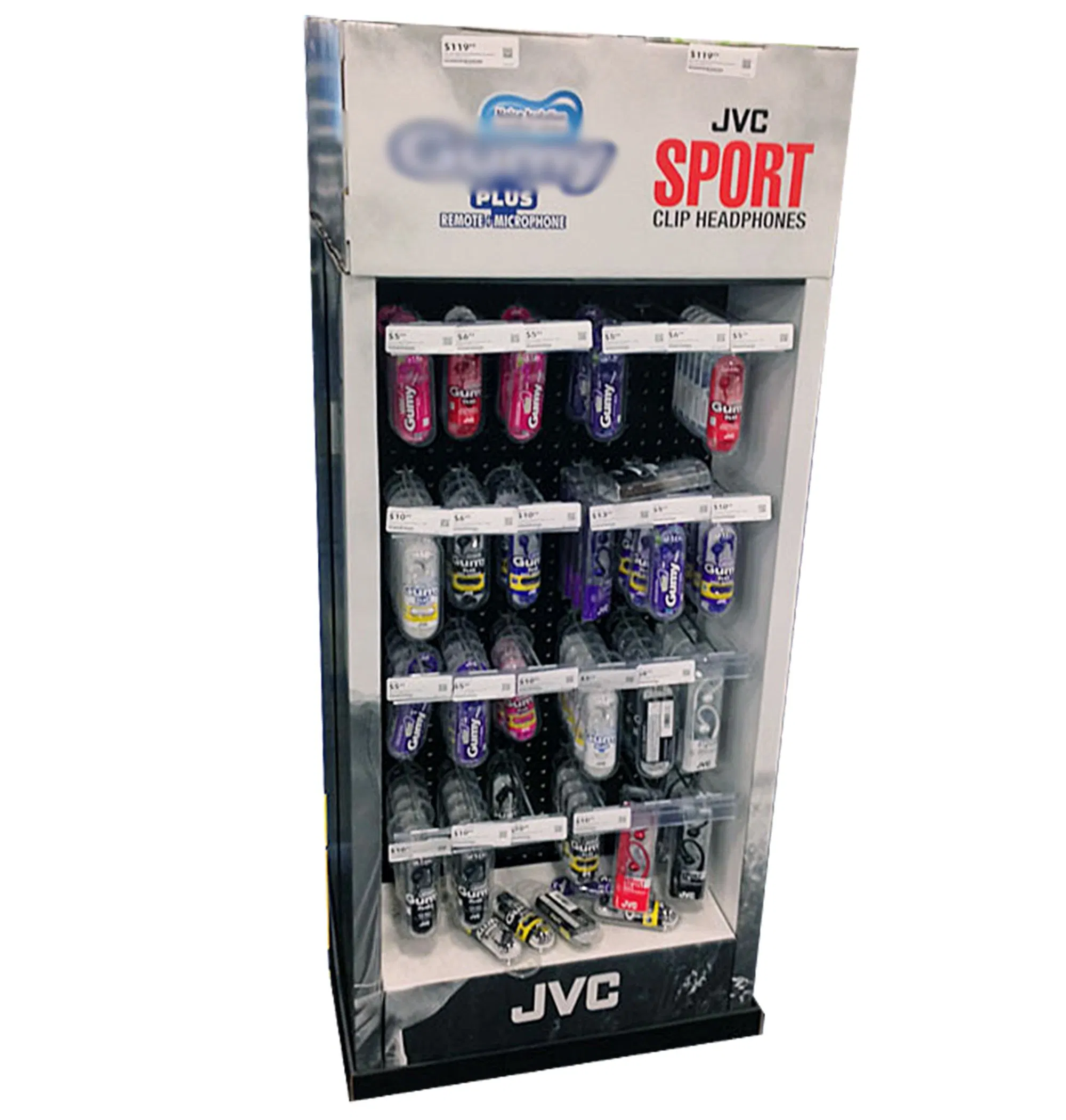 POS Cell Phone Cardboard Corrugated Plastic Hook Wing Power Display Stand