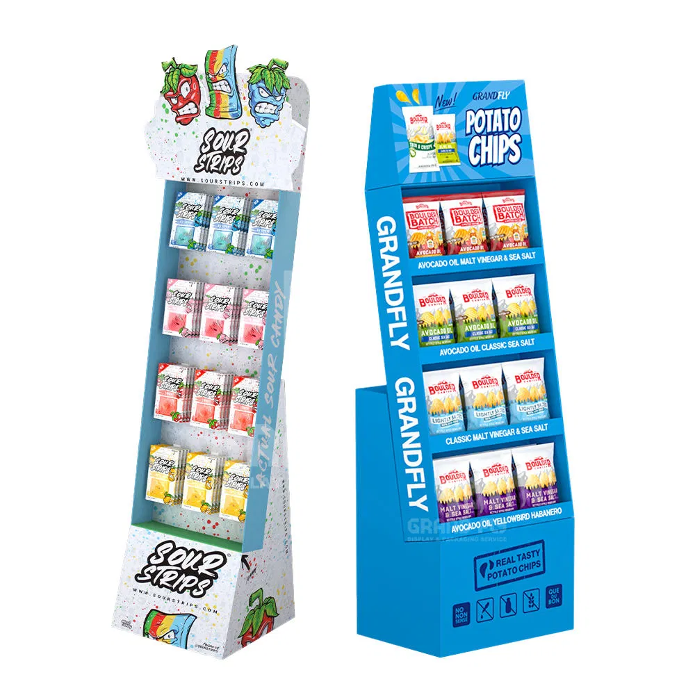 Cardboard Hook Display FSDU POS POP Free Standing Floor Cardboard Pegboard Display Stand Rack with Hooks