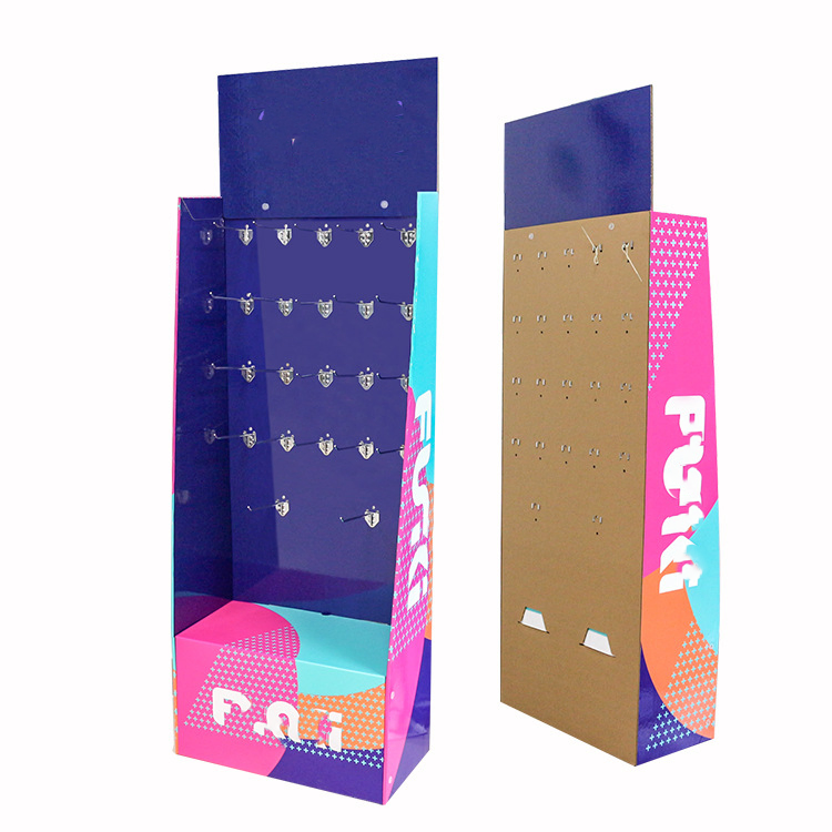 Pet Shop Retail Floor Standing Cardboard Hook Pop Display Rack Shelf Pet Supplies Cardboard Retail Display Stand
