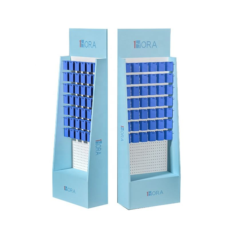 Floor Corrugated Stand Cardboard Display Retail Store Paper Display Racks with Hooks