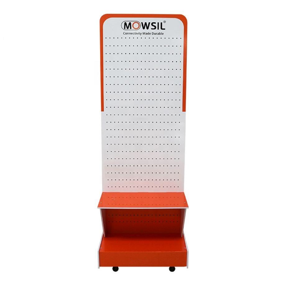 Customized Floor Standing PVC Foam Board Mobile Phone Accessories Display Rack with Hooks