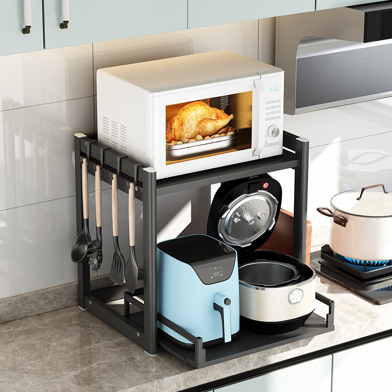 Versatile 2-Tier Kitchen Microwave Oven Stand Organizer Appliance Storage Rack for Appliances and Utensils