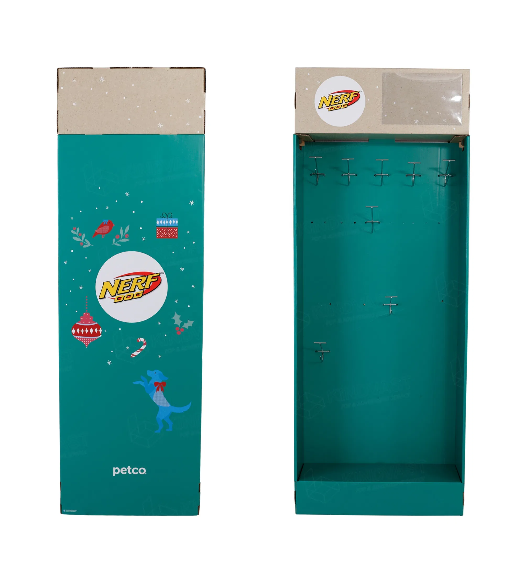 Corrugated Paper Dog's Food Power Wing Sidekick Display with Metal Hooks