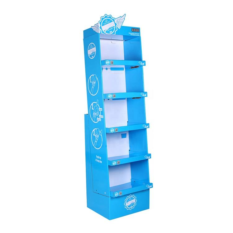 Custom Foldable Flooring Carton Display Rack Pop Floor Cardboard Display Stand Supermarket Store Corrugated Display Rack