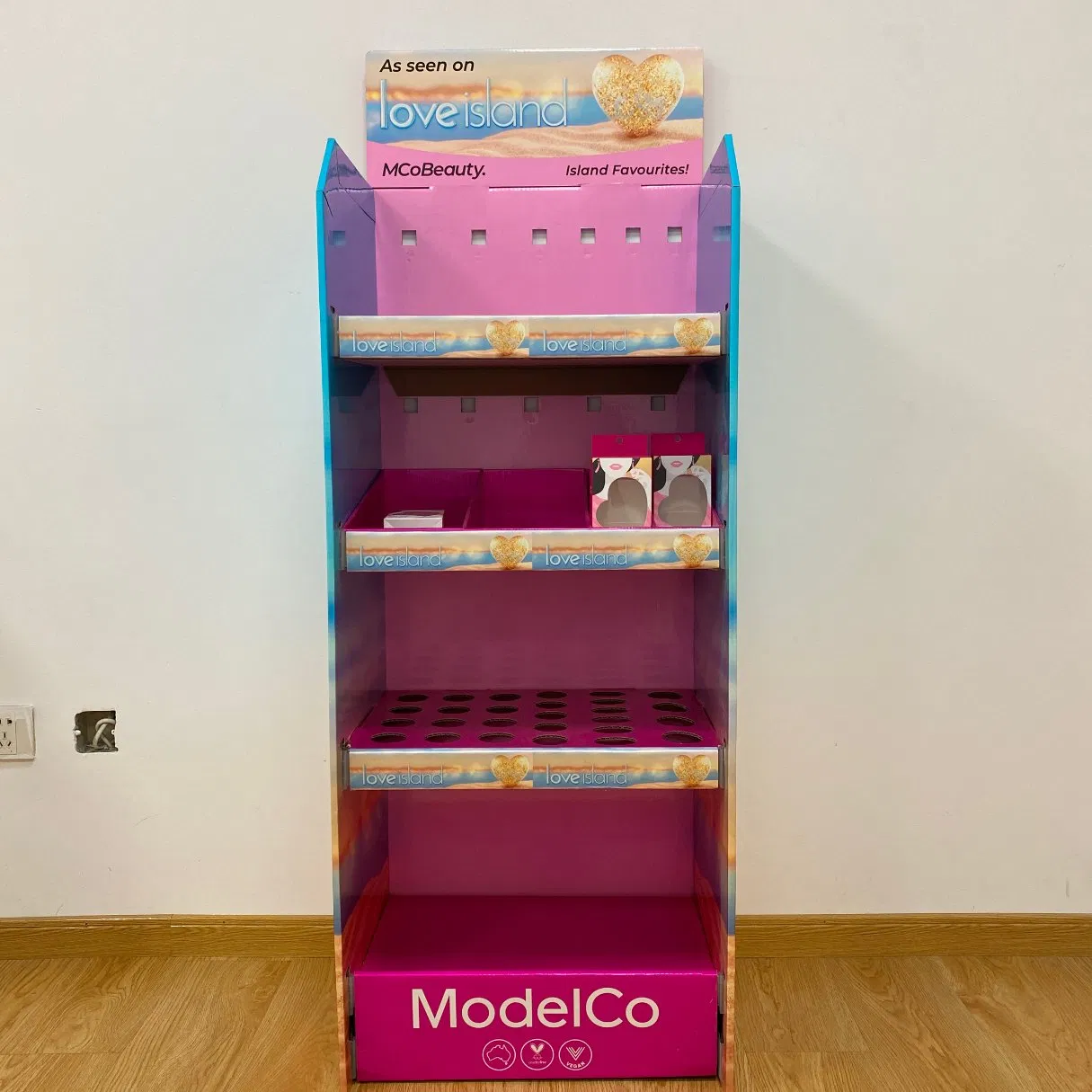 Wall Hanging 3 Tiers Hooks Cardboard Display Rack Stand Corrugated Cardboard Carton Display Rack