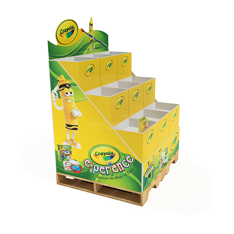 Bdl Custom Foldable Cardboard Pallet Display Rack for Book, Toy Retail Shop / Cardboard Floor Pallet Stand for Supermarket