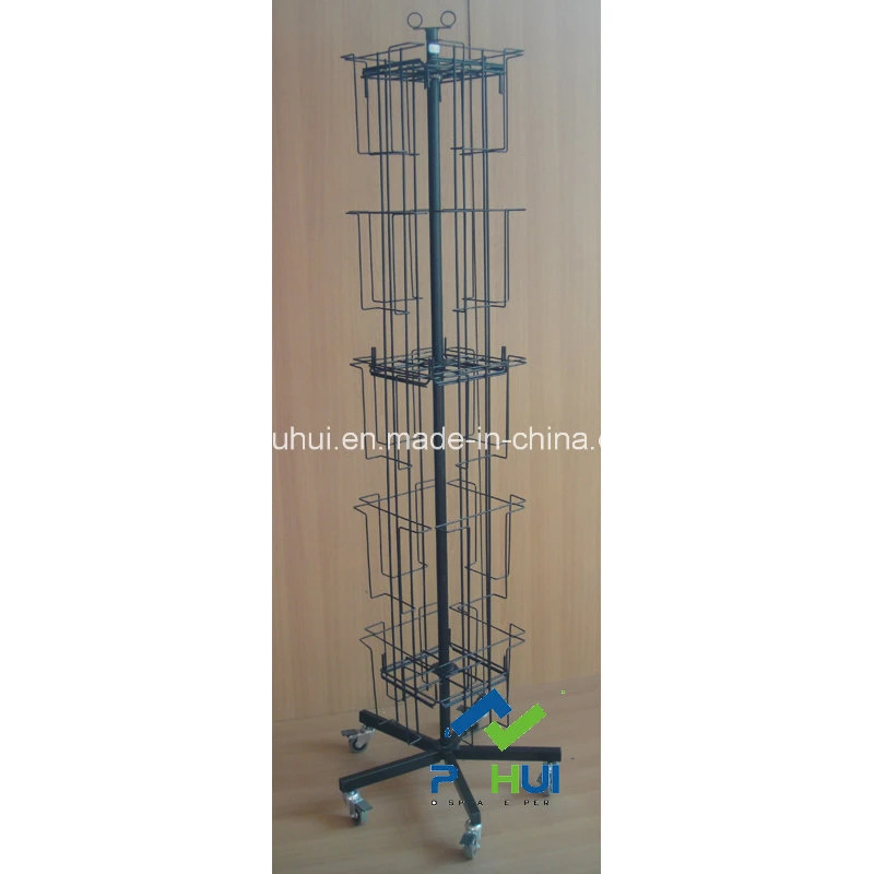Wire Frame Pocket Metal Floor Standing Catalog Rack (PHC321)