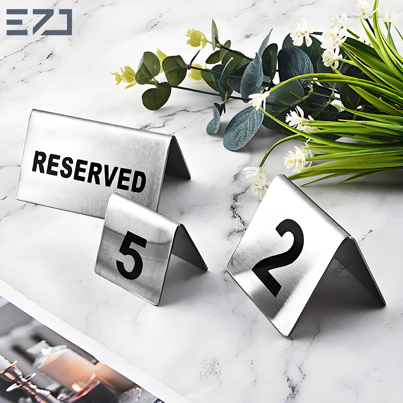 Ezd Restaurant VIP Number Logo V Shape Acrylic Table Reserved Sign Holder