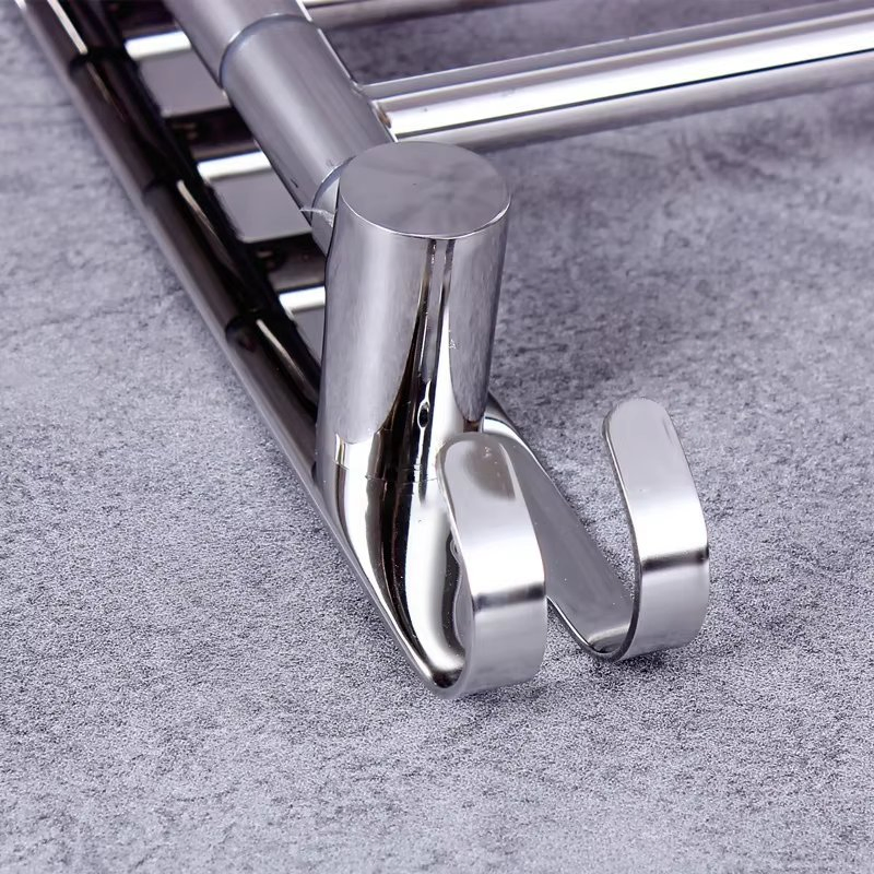 Modern Stainless Steel Foldable Bathroom Towel Rack Movable Four Rods Rotating