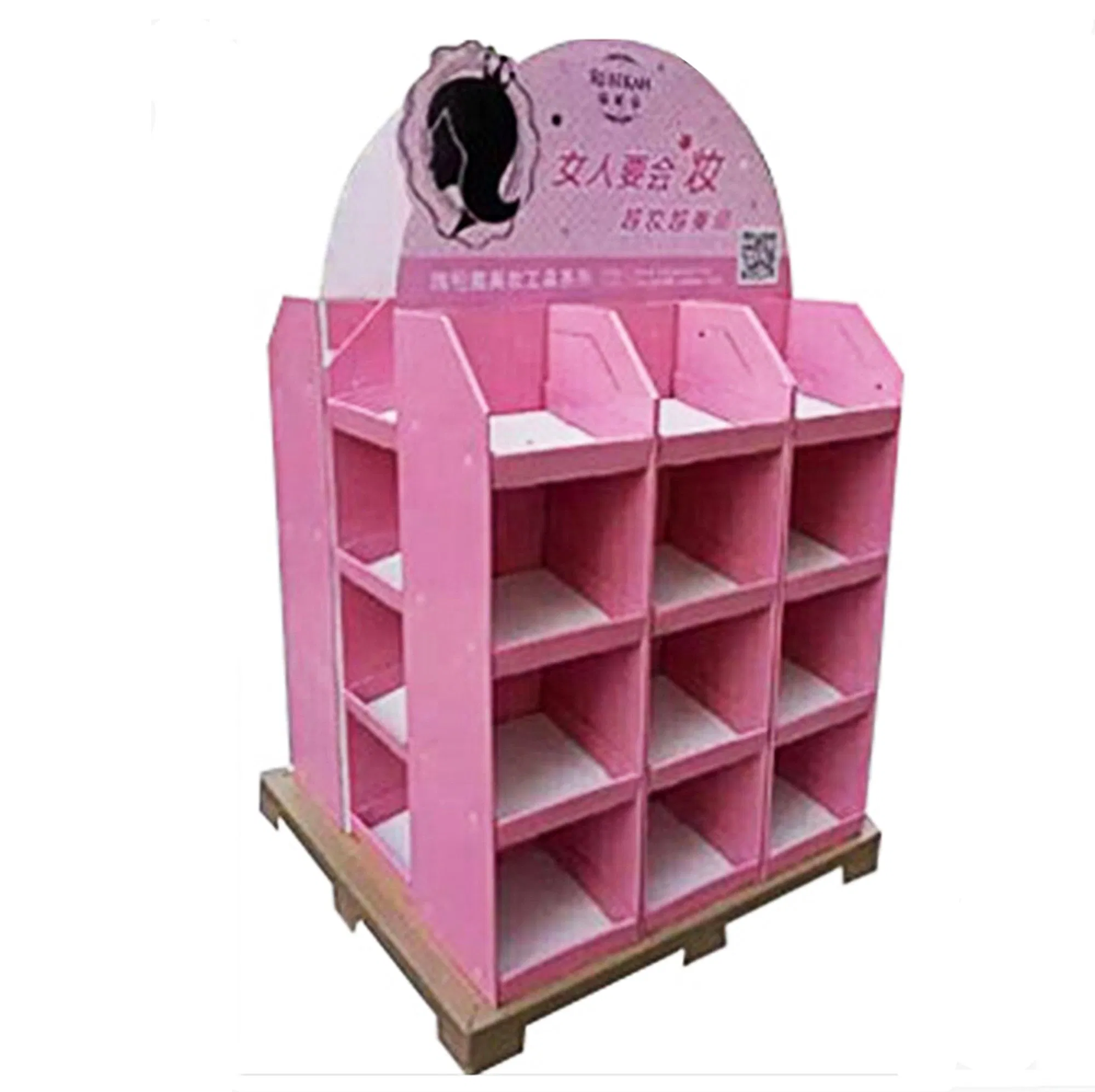 Clothes Stock Promotion Cardboard Paper Hanging Display Rack with Hooks