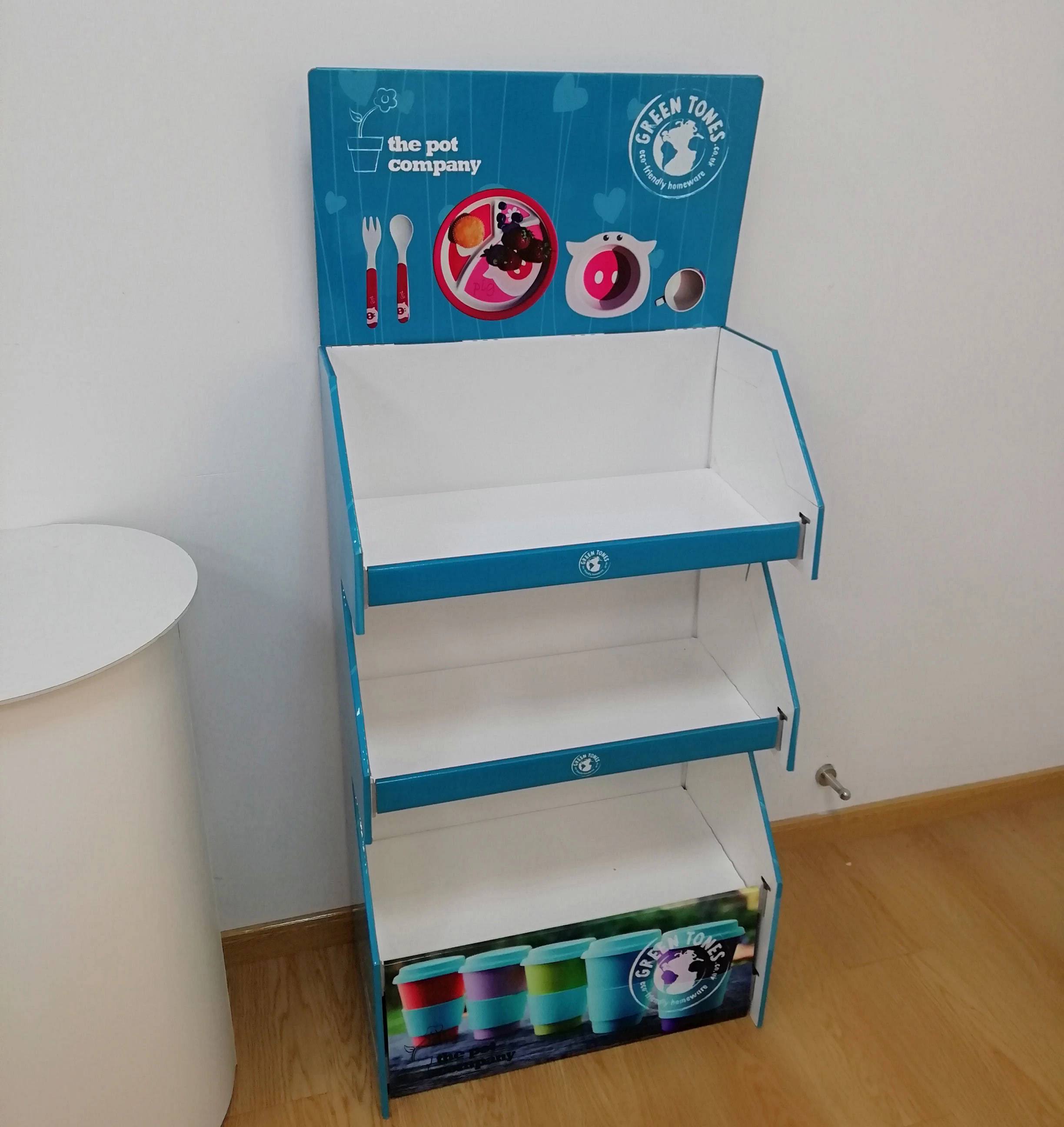 Pet Diaper Pad Carton Display Rack Corrugated Cardboard Dog Foods Paperboard Floor Display Rack for Pet Foster Shop