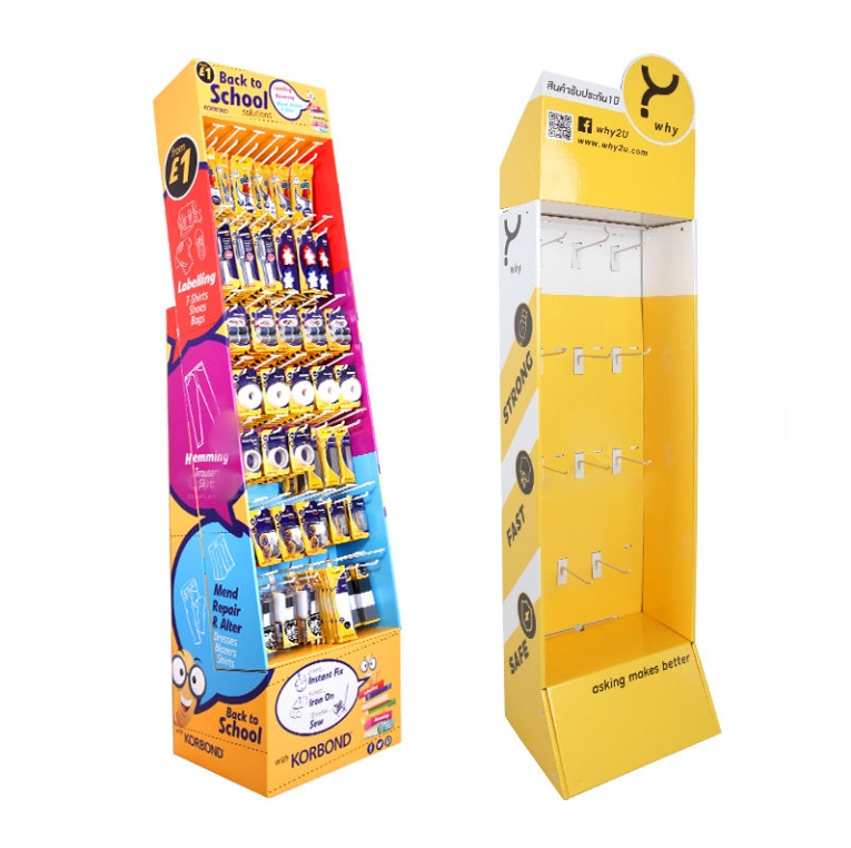 Custom Pegboard Fsdu Corrugated Carton Display Rack Paper Pop Power Wing Display