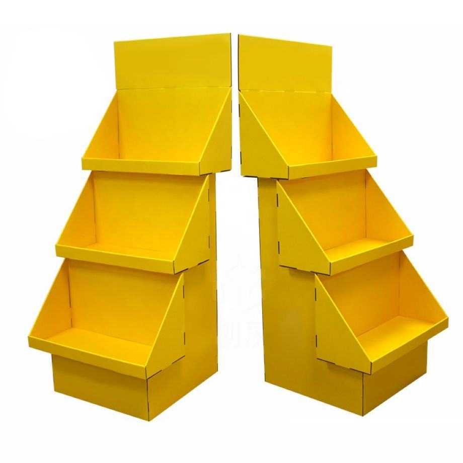 Custom Flooring Standing Corrugated Cardboard Display Stands Carton Display Rack