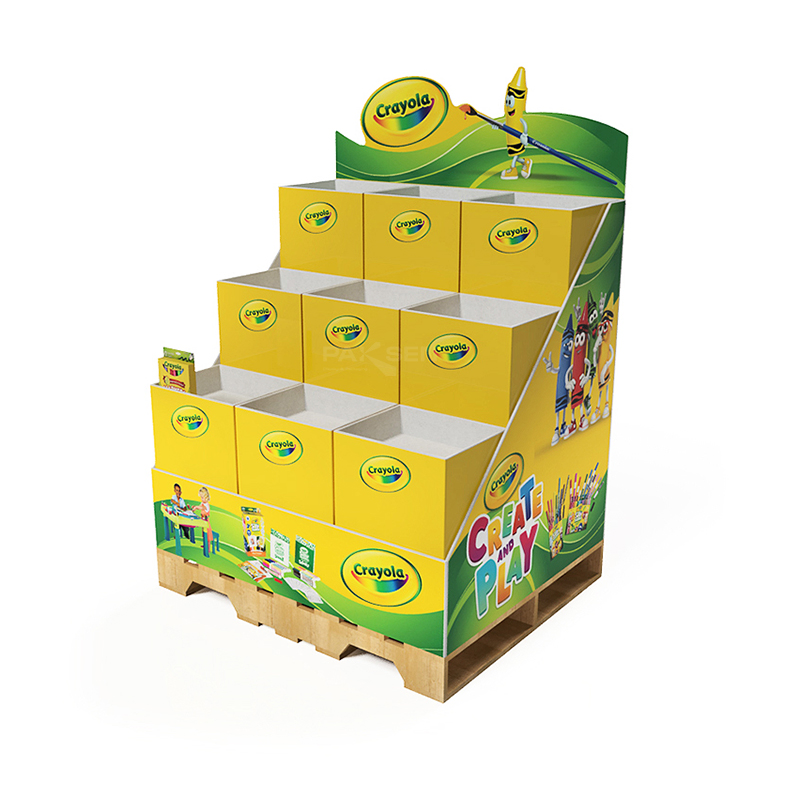 Bdl Custom Foldable Cardboard Pallet Display Rack for Book, Toy Retail Shop / Cardboard Floor Pallet Stand for Supermarket