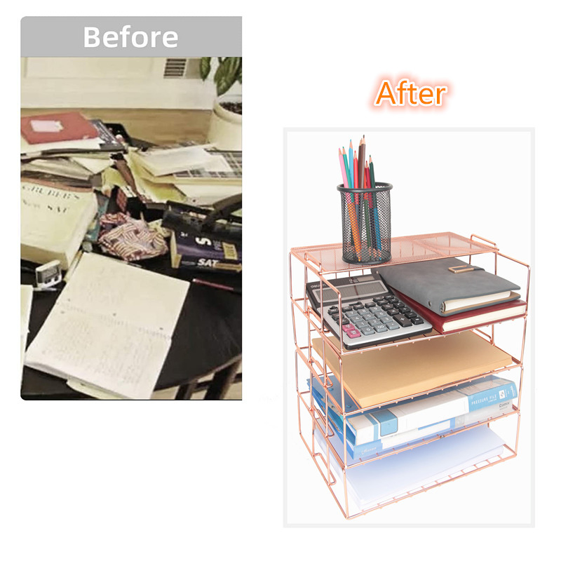Desk Organizer/ Multilayer Mesh Paper Tray/Office File Organizer/Storage Rack for Desk Accessories
