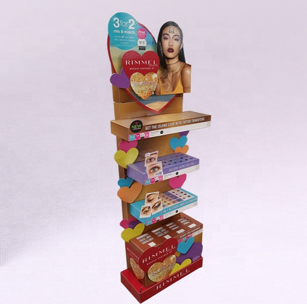 Custom Retail Pop Cardboard Beauty Display Stand Corrugated Paper Makup Cosmetic Display Rack
