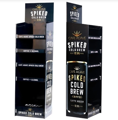 Paper Coffee Display Rack Corrugated Cardboard Beverage Drinks Display Stand POS Retail Display Fixture