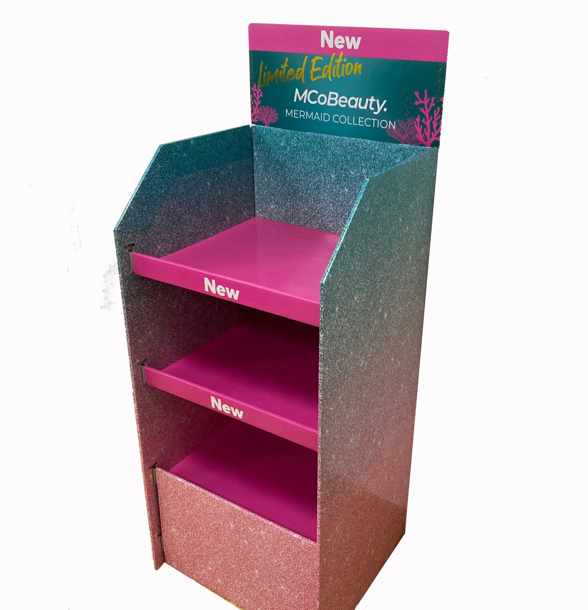 Custom 3 Tier Gift Set Promotion Cardboard Paper Product Floor Display Rack