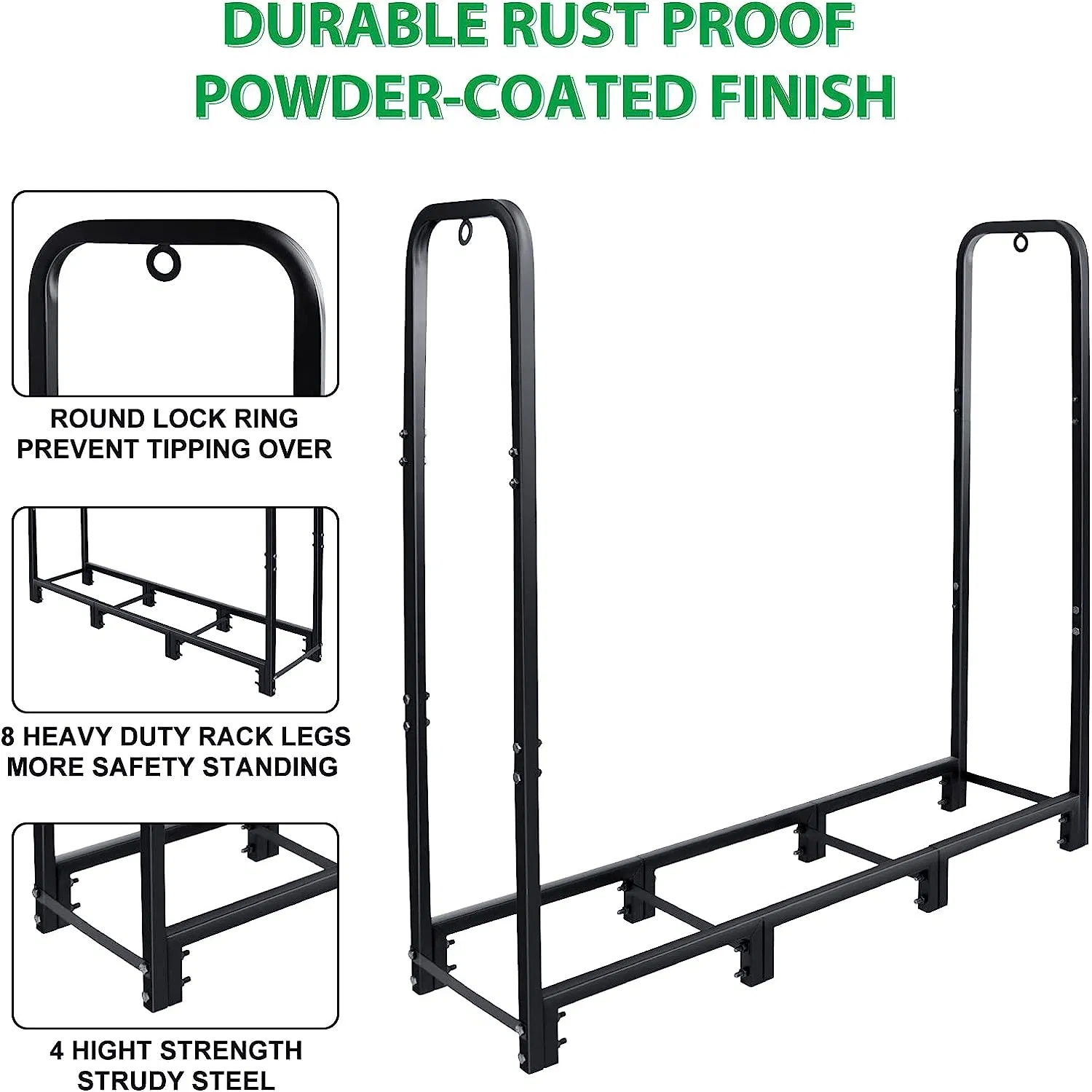 Heavy Duty Iron Customized Garden Accessories Carrier Log Firewood Holder Storage Rack