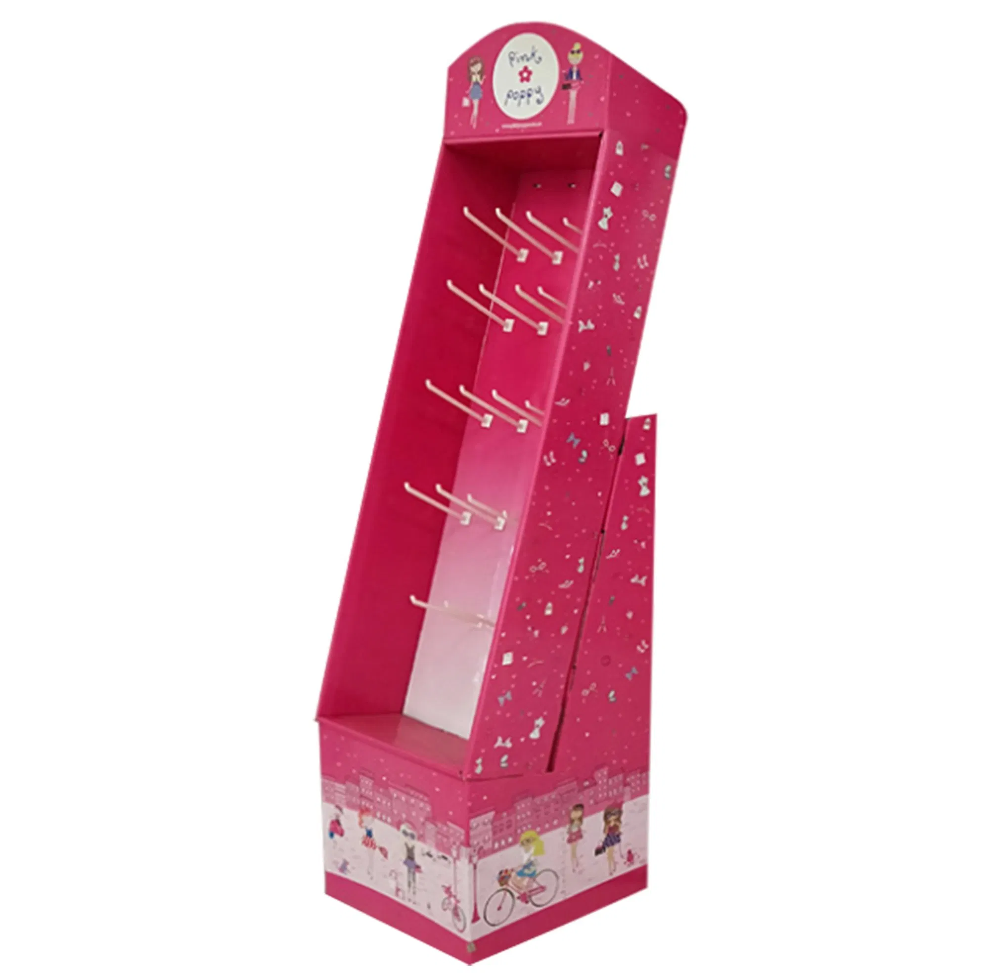 Floor Standing Paper Cardboard Hooks Display Rack for Socks