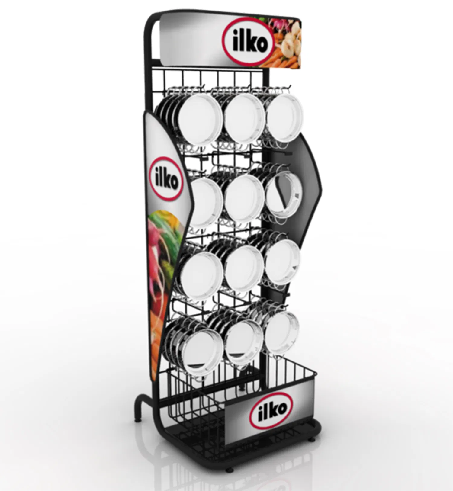 Supermarket Pop Merchandise 5 Shelves Metal Display Stand, Metal Display Racks