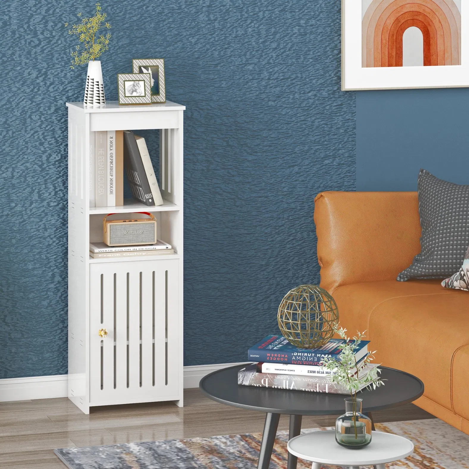 5 Tier PVC Small Toilet Storage Bathroom Floor Cabinet Shelf Rack for Home Kitchen Small Space