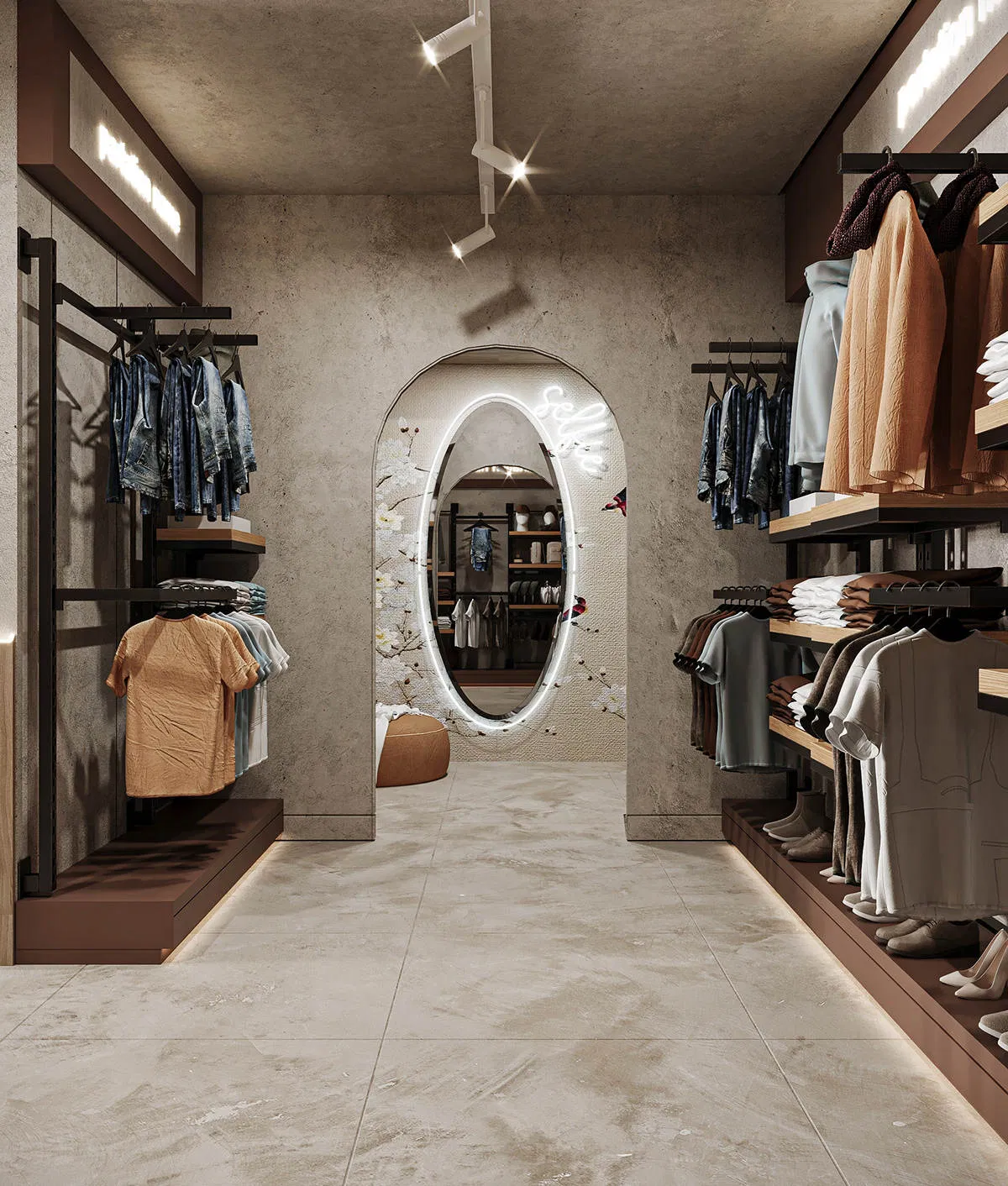 Custom Foldable Rotating Wooden Clothing Shop Display Racks Island