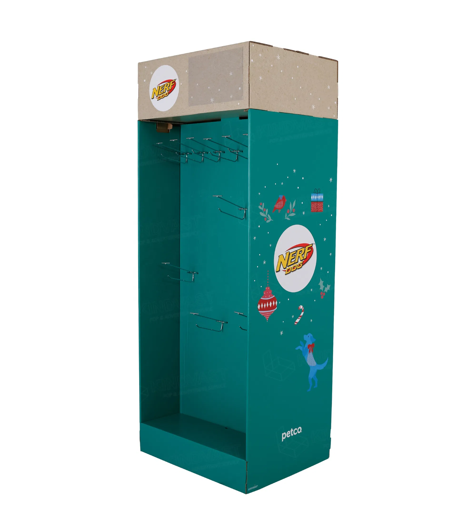 Corrugated Paper Dog's Food Power Wing Sidekick Display with Metal Hooks