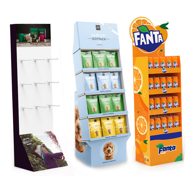 AI-MICH Custom Corrugated Food Snack Paper Stand Floor Retail Cardboard Bread Display Rack