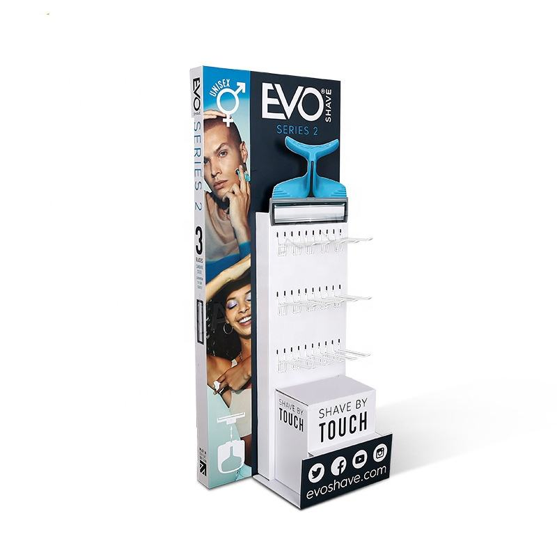 Floor Cardboard Hanging Display Rack for Shaving Razor