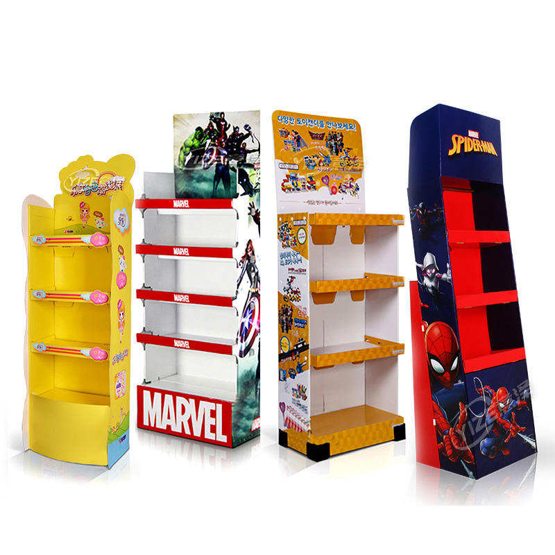 Custom Print POP Products Shop Stand En Carton Display Recycling Shelves Candy Retail Portable POS Cardboard Floor Standee Rack