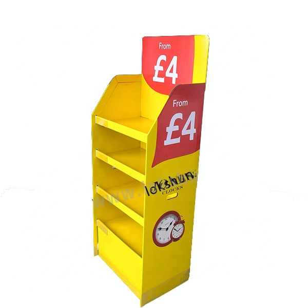 Custom Retail Printed Pop Cardboard Display Rack Corrugated Product Pop Cardboard Floor Display Stands Shelf